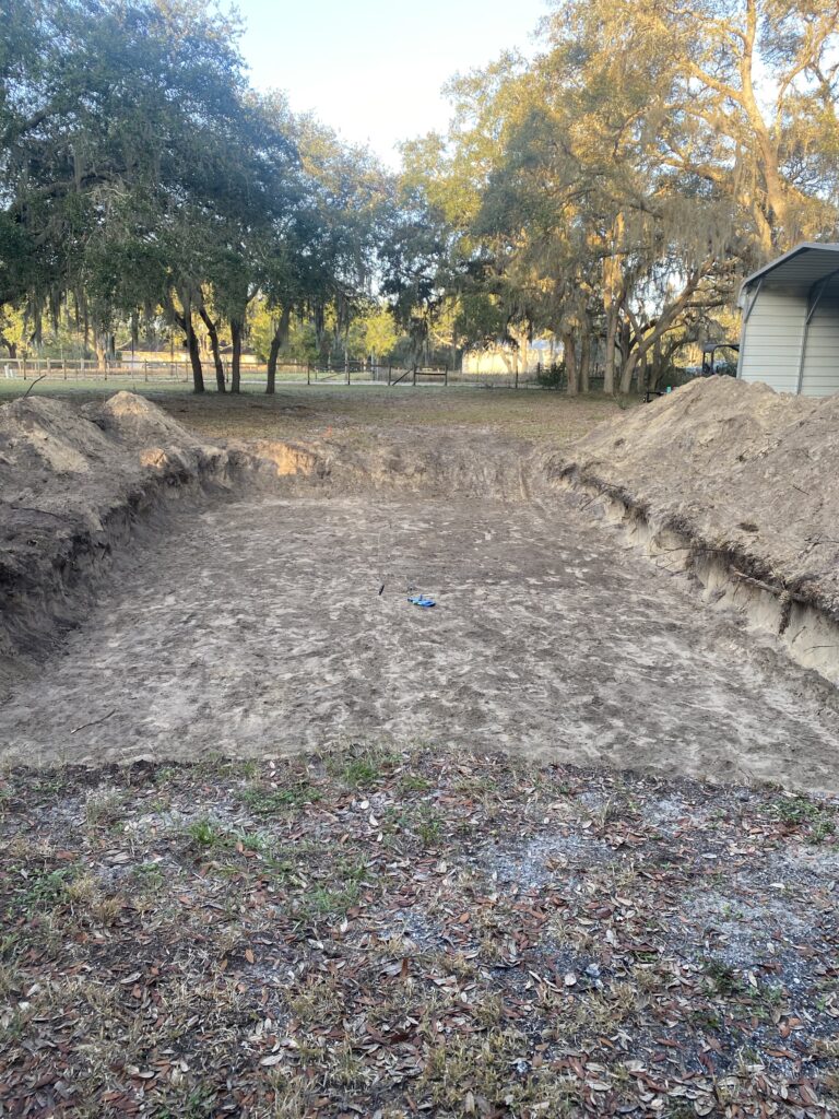 2 foot deep hole for 15x30 oval above ground pool in Orlando